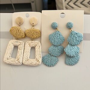 Source Unknown Woven Earrings - Gold and Blue